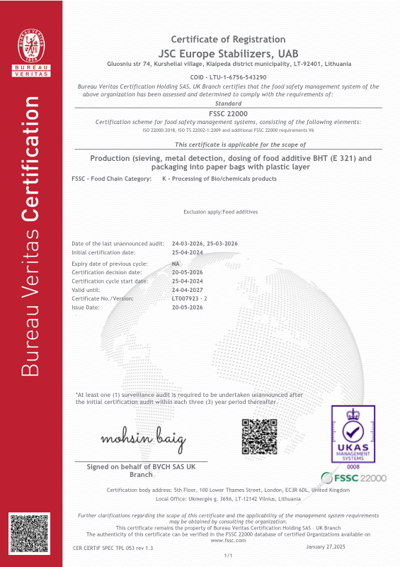 FSSC 22000 certificate preview